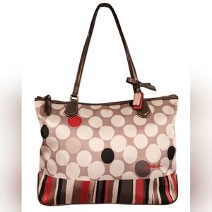 COACH Poppy Watercolor Polka Dot Fall Zip Tote